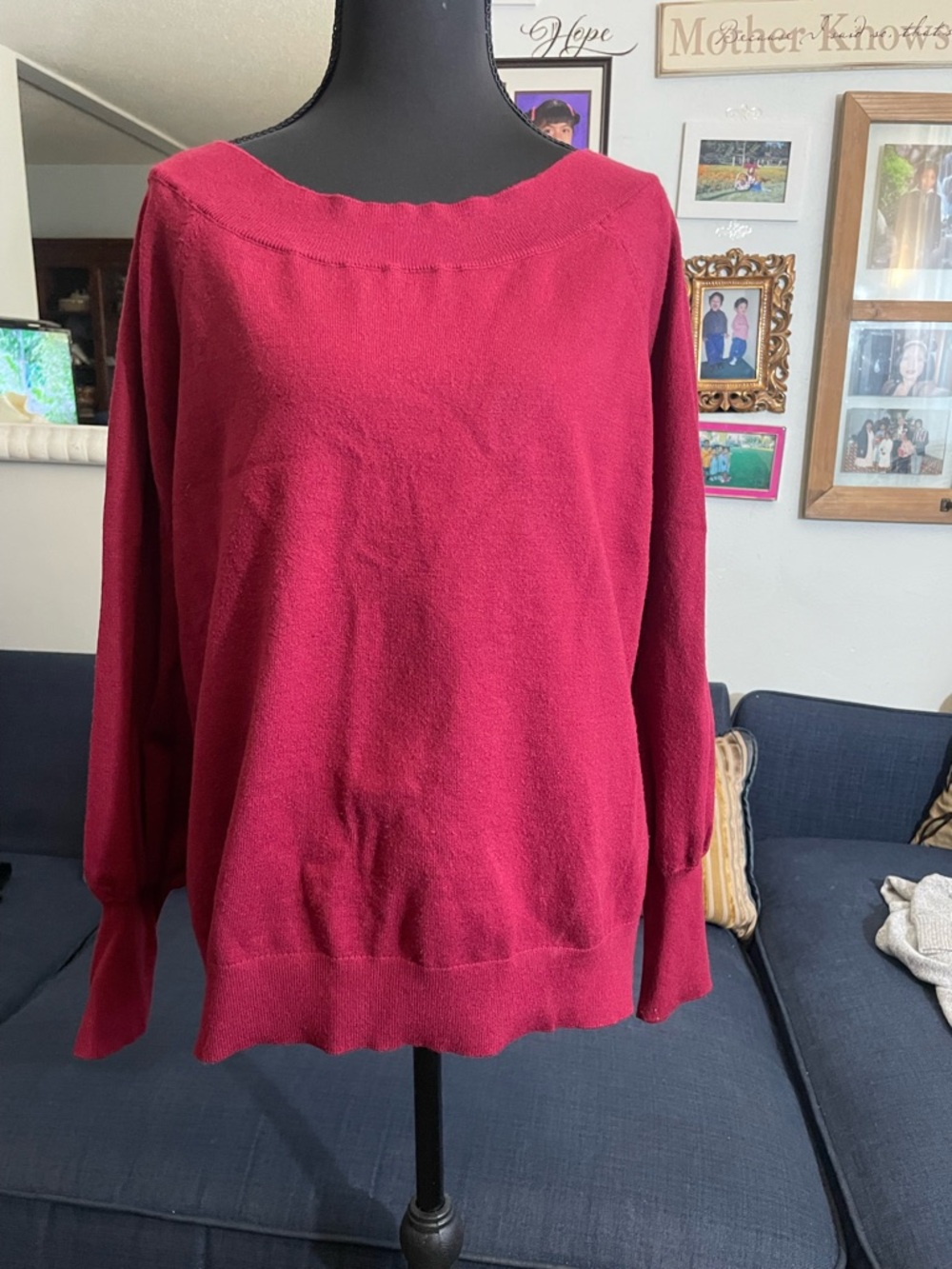 Boston Proper Off-the-Shoulder Sweater in Deep Berry